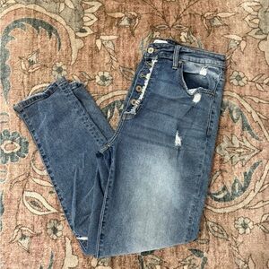 KanCan Women's Skinny Jeans in Distressed Blue